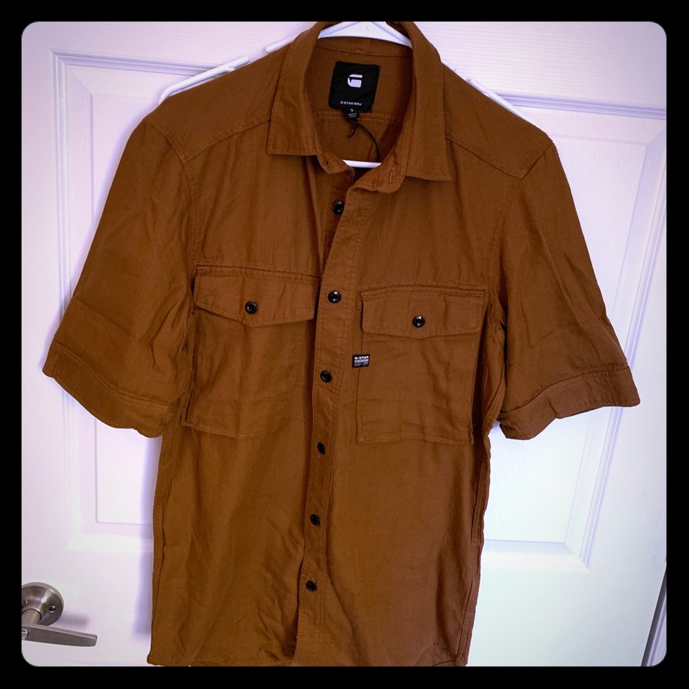 Brown Short sleeve button down shirt